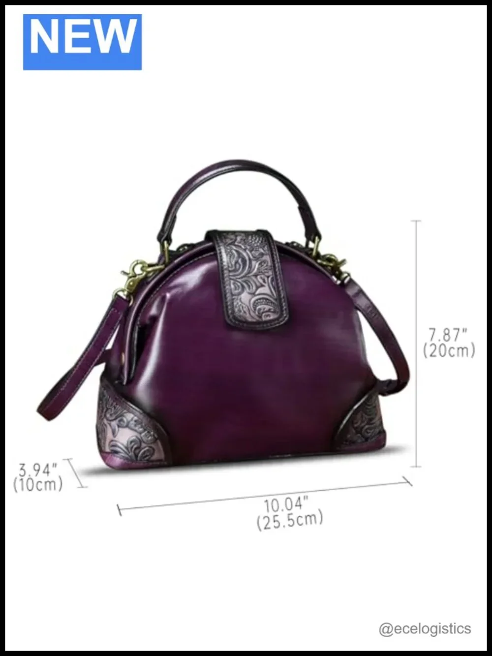 Genuine Leather Women's Satchel Crossbody Shoulder Bag with Adjustable Strap